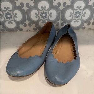 Chloe Blue Scalloped Flats